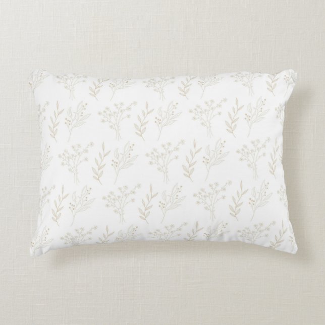 Almofada Decorativa Padrão Botânico Boêmico Floral Branco (Frente)