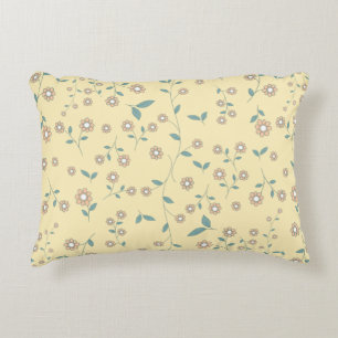 Almofada Decorativa Padrão Botânico de Girassol Amarelo Sem Costura