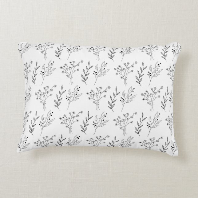 Almofada Decorativa Padrão Botânico Floral Branco (Verso)