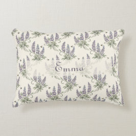 Almofada Decorativa Padrão Botânico Vintage Elegante de Lupino e Abelh