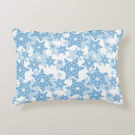 Almofada Decorativa Padrão branco e floco de neve azul sem costura