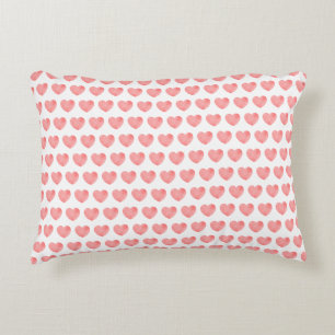 Almofada Decorativa Padrão cardíaco de aquarela rosa