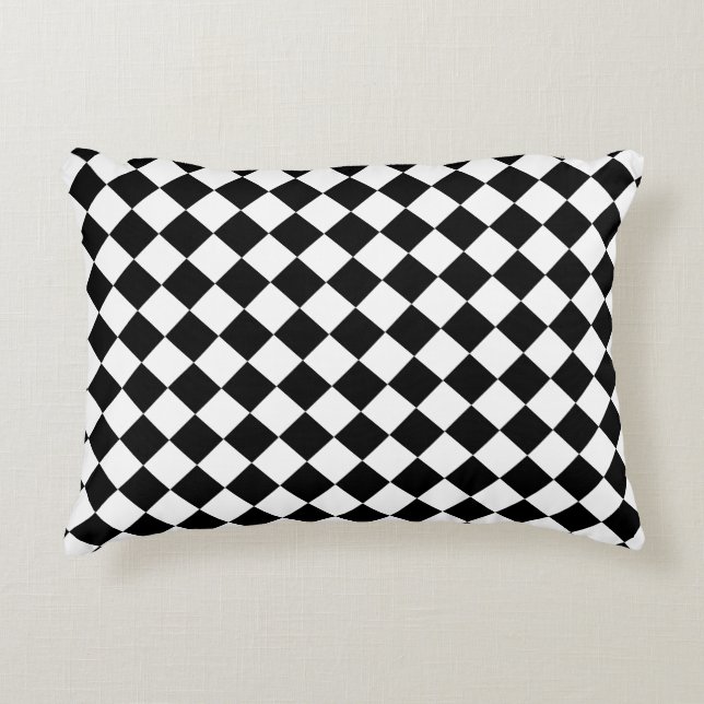 Almofada Decorativa Padrão Clássico de Chevron Preto e Branco Ousado (Frente)