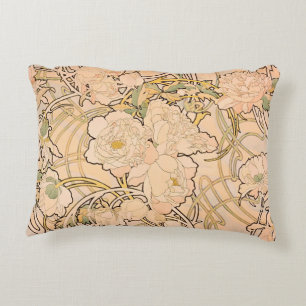 Almofada Decorativa Padrão Clássico de Jardim de Peônia Art Nouveau po