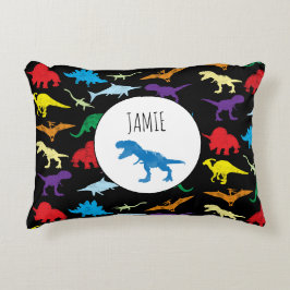 Almofada Decorativa Padrão Colorida Dinossauros Aquarela Crianças
