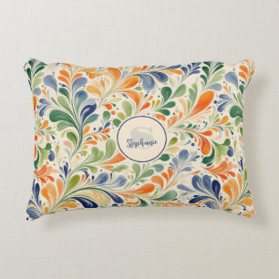 Almofada Decorativa Padrão Colorido De Folha De Paisley Inspirado Na V