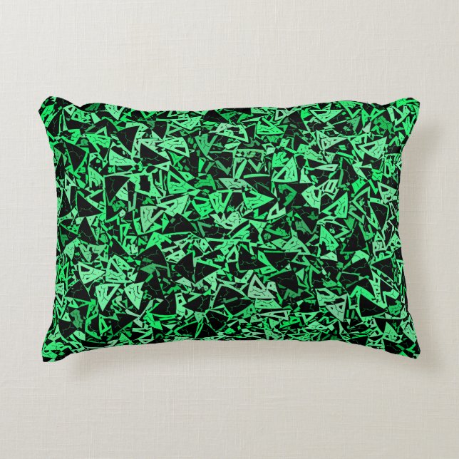 Almofada Decorativa Padrão contínuo de triângulo preto verde (Frente)