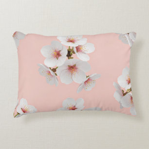 Almofada Decorativa Padrão contínuo elegante de flores de amêndoa japo