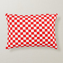 Almofada Decorativa Padrão croata vermelho-branco moderno verificado