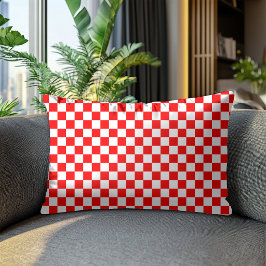 Almofada Decorativa Padrão croata vermelho-branco moderno verificado