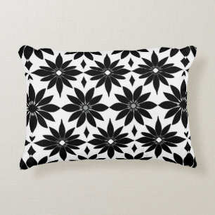 Almofada Decorativa Padrão Damasco preto e branco