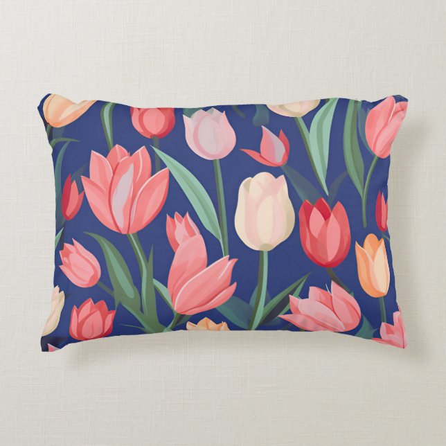 Almofada Decorativa Padrão das tulipas. (Frente)