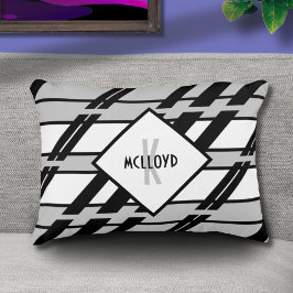 Almofada Decorativa Padrão de Abstrato branco preto de monograma moder