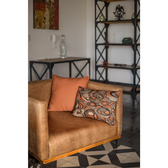 Almofada Decorativa Padrão de Abstrato Laranja de Pêssego Moderno (Criador carregado)