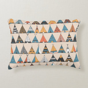 Almofada Decorativa Padrão de adolescente. tenda nativa americana de v