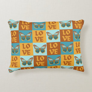 Almofada Decorativa Padrão de Amor da Borboleta   Gradiente Azul e Lar