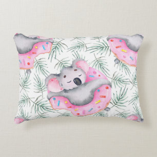 Almofada Decorativa Padrão de aquarela pintada à mão com koala trop