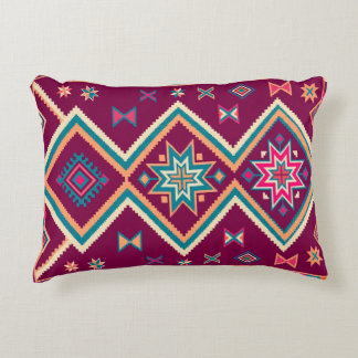 Almofada Decorativa Padrão de Arte Popular Geométrica Boho do Sudoeste