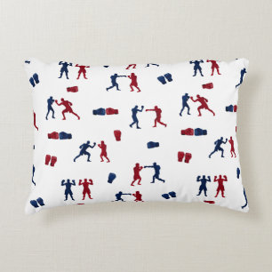 Almofada Decorativa Padrão de Boxer para Luvas Vermelhas e Azuis