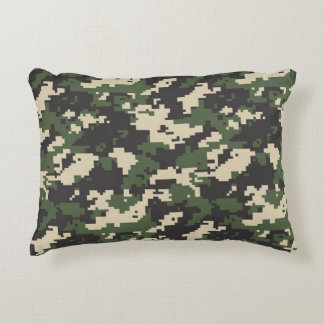 Almofada Decorativa Padrão de Camuflagem Digital Verde