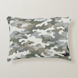 Almofada Decorativa Padrão de Camuflagem Militar de Inverno