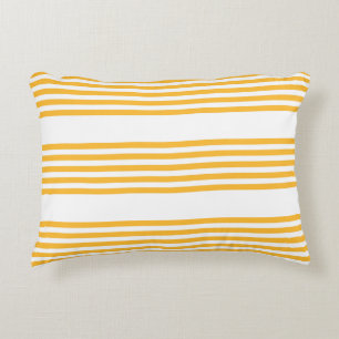 Almofada Decorativa Padrão de cinco faixas amarelo sunny e branco
