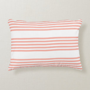 Almofada Decorativa Padrão de cinco faixas de coral e branco