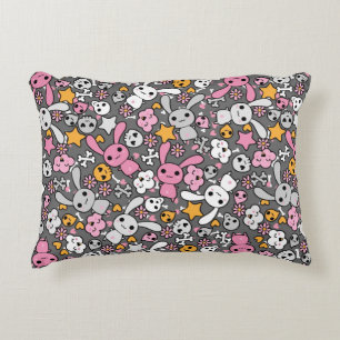 Almofada Decorativa padrão de cinzas kawaii