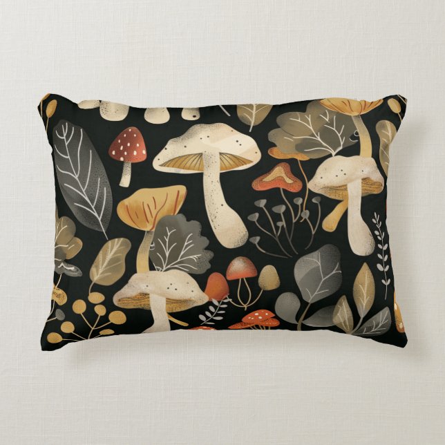 Almofada Decorativa Padrão de Cogumelo Whimsical (Frente)