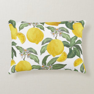 Almofada Decorativa Padrão de colheita perfeita de limão. Fruta trop