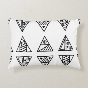 Almofada Decorativa Padrão de colheita sem costura. Geometri preto e b
