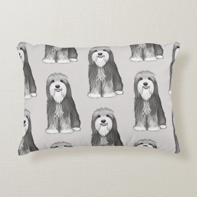 Almofada Decorativa Padrão de Collies Cute Bearded (Frente)
