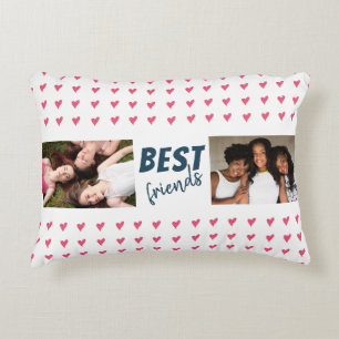Almofada Decorativa Padrão de Coração Rosa Moderno Melhores Amigos 2 F