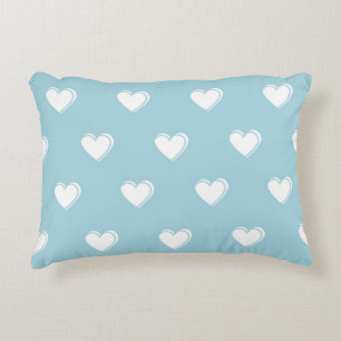 Almofada Decorativa Padrão de Coração Simples Branco Azul