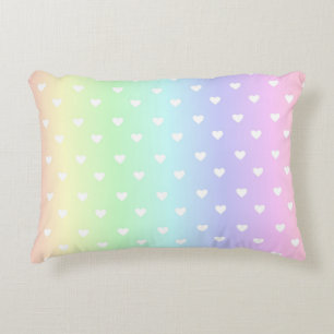 Almofada Decorativa Padrão de Corações do Pastel Rainbow