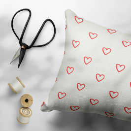 Almofada Decorativa Padrão de Corações Vermelhos, Fofo, Amor