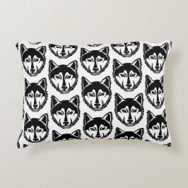 Almofada Decorativa Padrão de corte Lino do retrato preto e branco do 