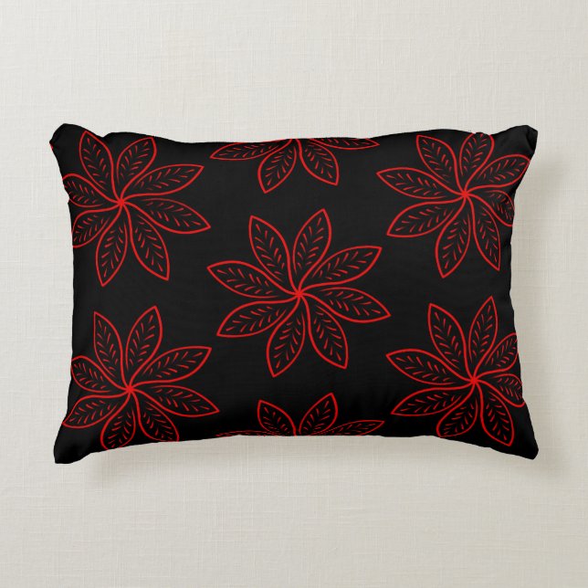 Almofada Decorativa Padrão de Crimson em Preto (Frente)
