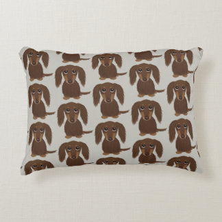 Almofada Decorativa Padrão de Dachshund Castanho Castanho-de-Cabelo-Ci