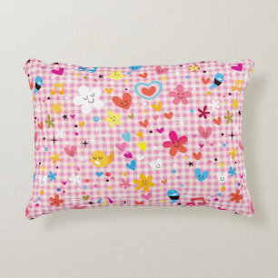 Almofada Decorativa padrão de desenho animado rosa