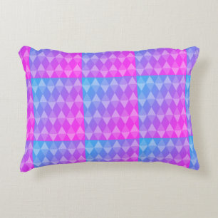 Almofada Decorativa Padrão de Diamante Rosa, Roxo e Azul