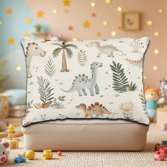 Almofada Decorativa Padrão de Dinossauro Selvagem de Boho Whimsical (Criador carregado)