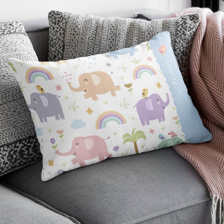 Almofada Decorativa Padrão de Elefante de Pastel Azul para o Menino