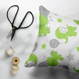 Almofada Decorativa Padrão De Elefantes Verdes, Elefantes Cutes, Estre