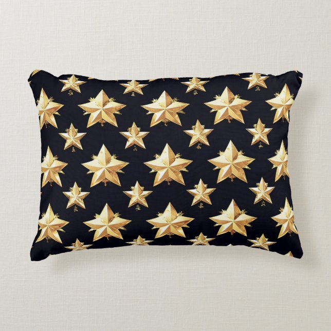 Almofada Decorativa padrão de estrelas douradas (Frente)