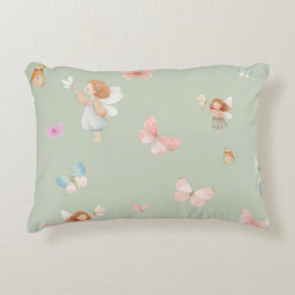 Almofada Decorativa Padrão de Fada Pastel com Design de Borboleta Fofo