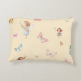 Almofada Decorativa Padrão de Fada Pastel Design de Berçário Borboleta