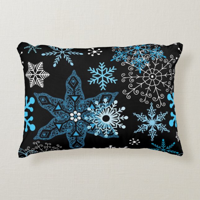 Almofada Decorativa Padrão de floco de neve	 (Frente)