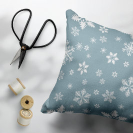 Almofada Decorativa Padrão de Floco de Neve, Flocos de Neve Brancos, N