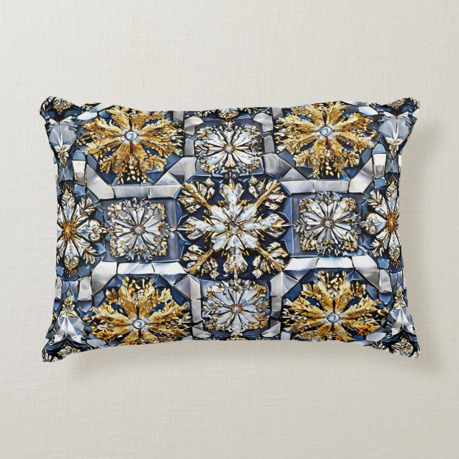 Almofada Decorativa Padrão de floco de neve simétrico (Frente)